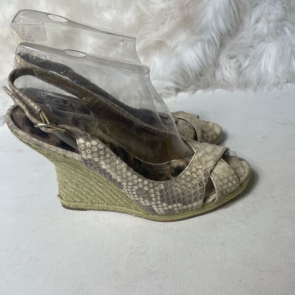 Sam Edelman leather snake skin print Espadrilles wedge sling back sandal… - Picture 1 of 9